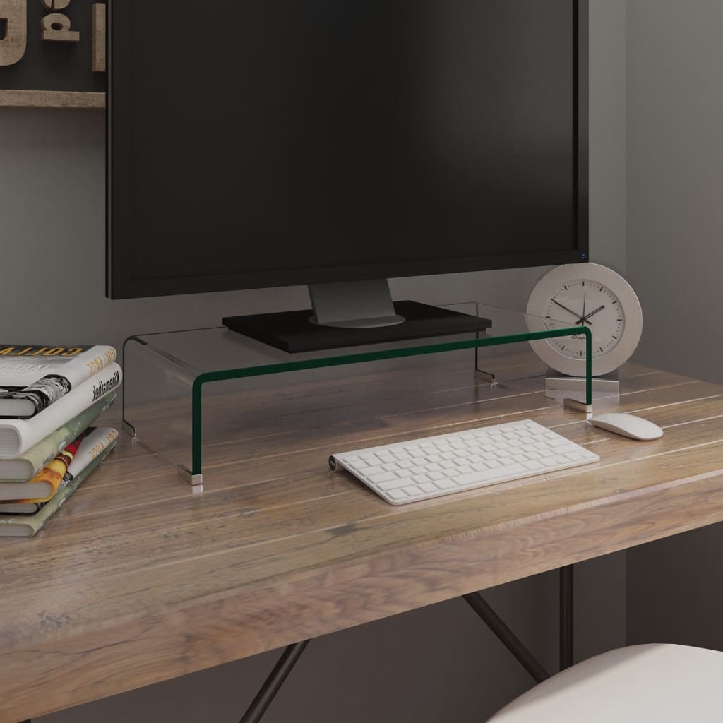 iDaStock.com: vidaXL TV Stand Monitor Riser Clear Glass Laptop Desk Shelf Multi Colors/Sizes