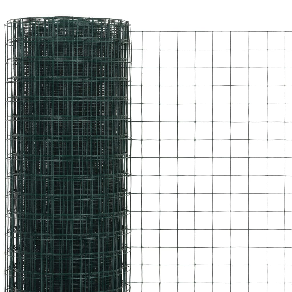 iDaStock.com: vidaXL Chicken Wire Fence Galvanized with PVC Coating Green/Gray Multi Sizes