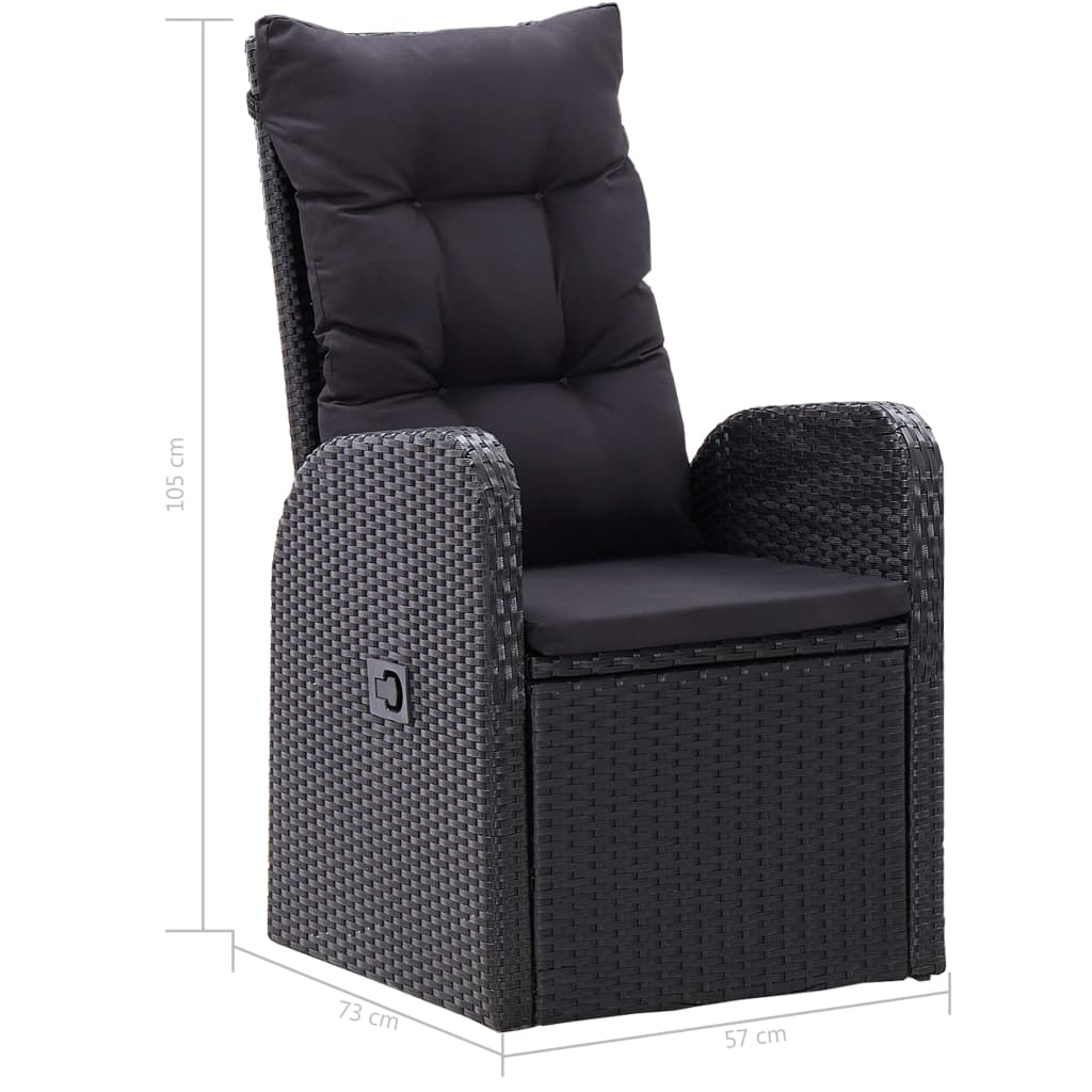 iDaStock.com: vidaXL Reclining Garden Chairs 2 pcs with Cushions Poly Rattan Black