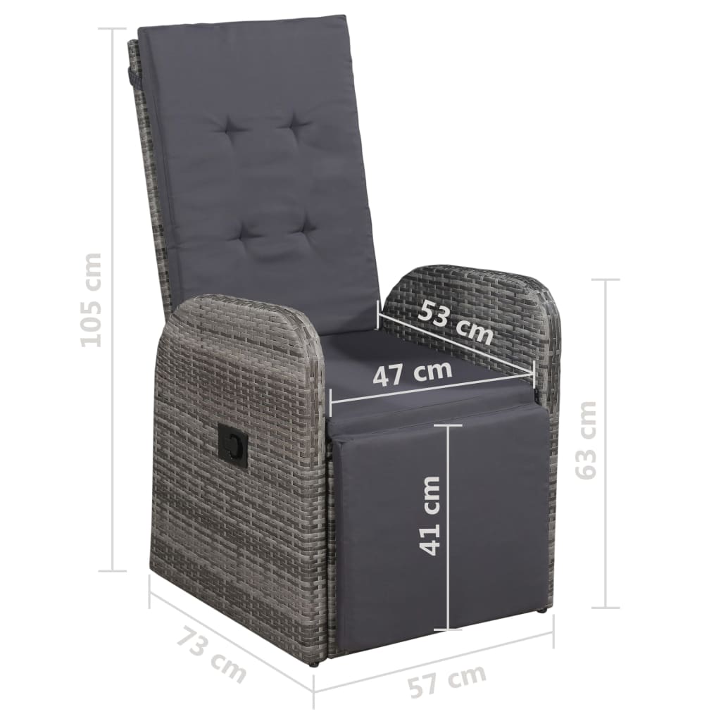 iDaStock.com: vidaXL 3 Piece Bistro Set with Cushions Poly Rattan Gray
