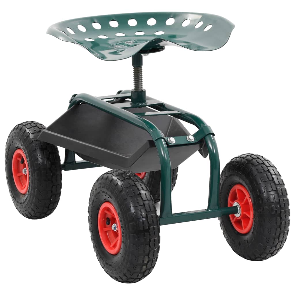 iDaStock.com: vidaXL Rolling Garden Cart with Tool Tray Green 30.7"x17.5"x33.1"