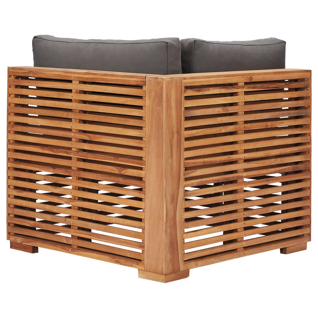 iDaStock.com: vidaXL Solid Teak Wood Sectional Sofa Unit Gray/Cream Cushions Multi Models