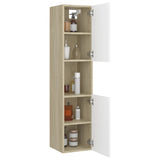 iDaStock.com: vidaXL Bathroom Cabinet White and Sonoma Oak 11.8"x11.8"x51.2" Chipboard