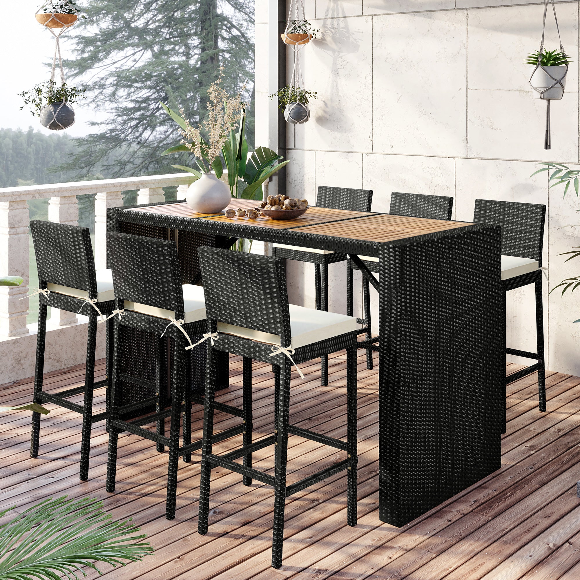 7-Piece Elegant Crafts Rattan Outdoor Patio Dining Table Set