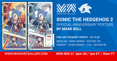 Official 30th Anniversary Posters for 'Sonic the Hedgehog 2' by Mark Bell.