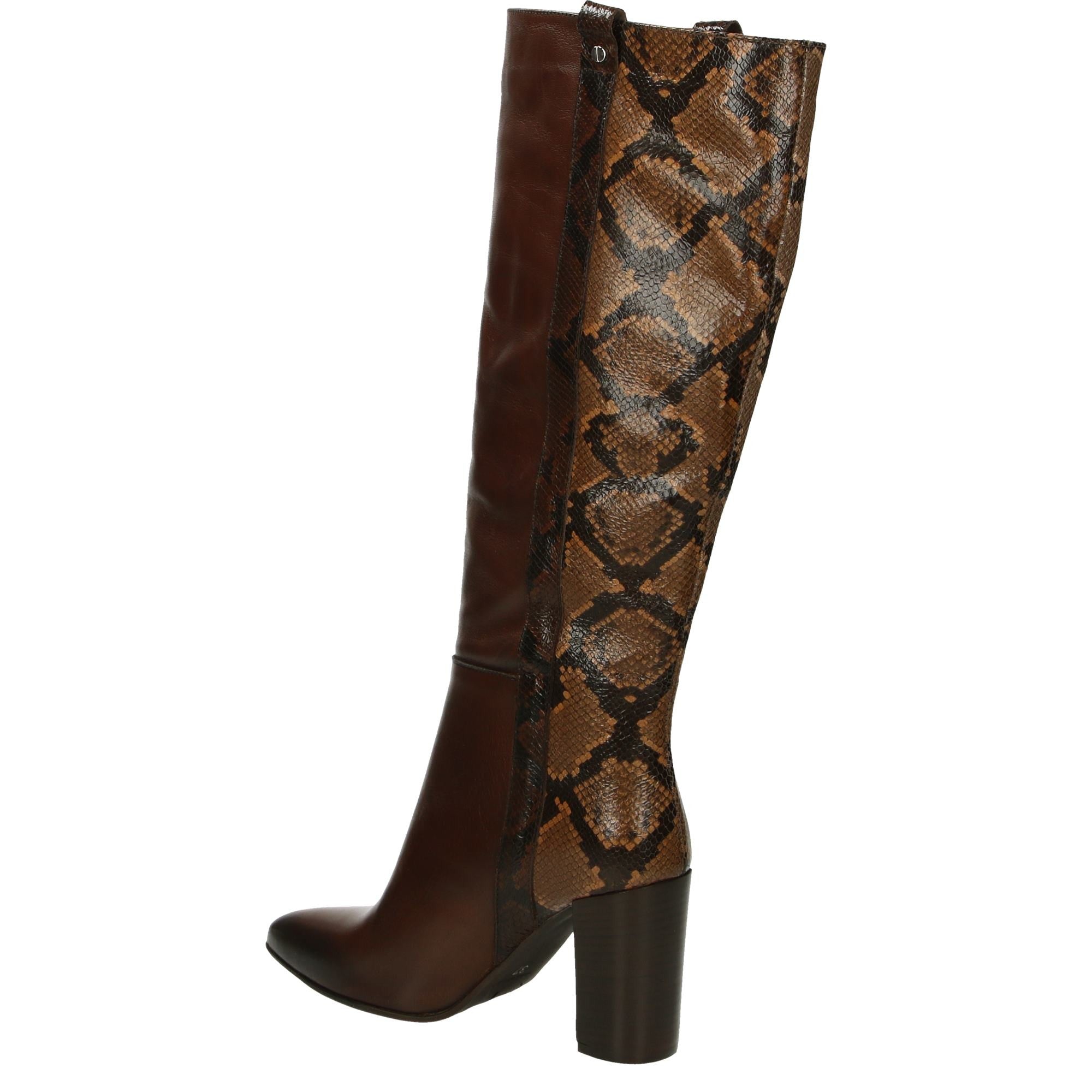 LONG BROWN BOOTS WITH SNAKESKIN PATTERN 