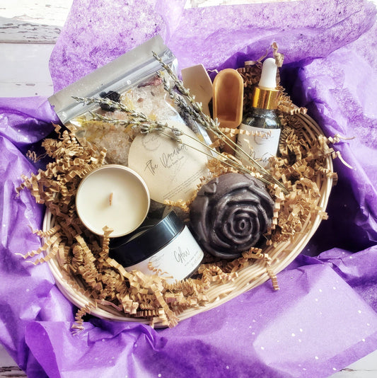 Spa Gift Set for Her, Candle and Cosmetic Bag, Self Care Package