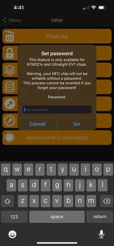 How to add a password to NFC Tag, Password Protect