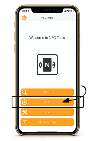 Application NFC Tools codant une balise NFC