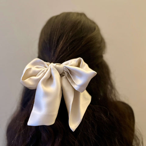 Bridal silk bow hair accessory