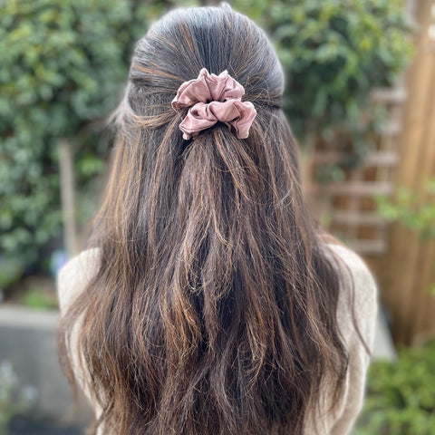 Dusty Rose Silk Scrunchie - Hairstyle Summer 2021 - Half up Half down