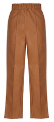 Online Fashion Boutique Aniek I Vegan Leather pants from FRNCH I Vegan leather pants. Make a statement with the PU trousers Peony from the FRNCH brand. Pants with a beautiful faux-leather look. The vegan leather pants have an elastic waistband and side pockets. Shop vegan leather pu women's trousers.