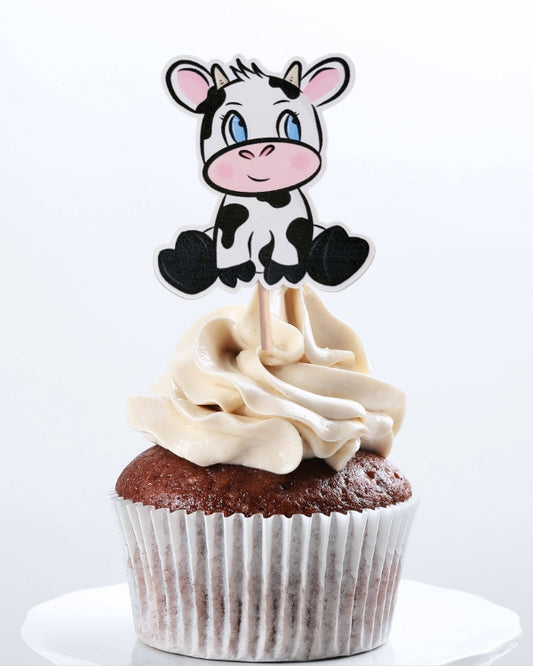 Cute Cow Cupcake Toppers- 12 Piece - Pretty Party Shop