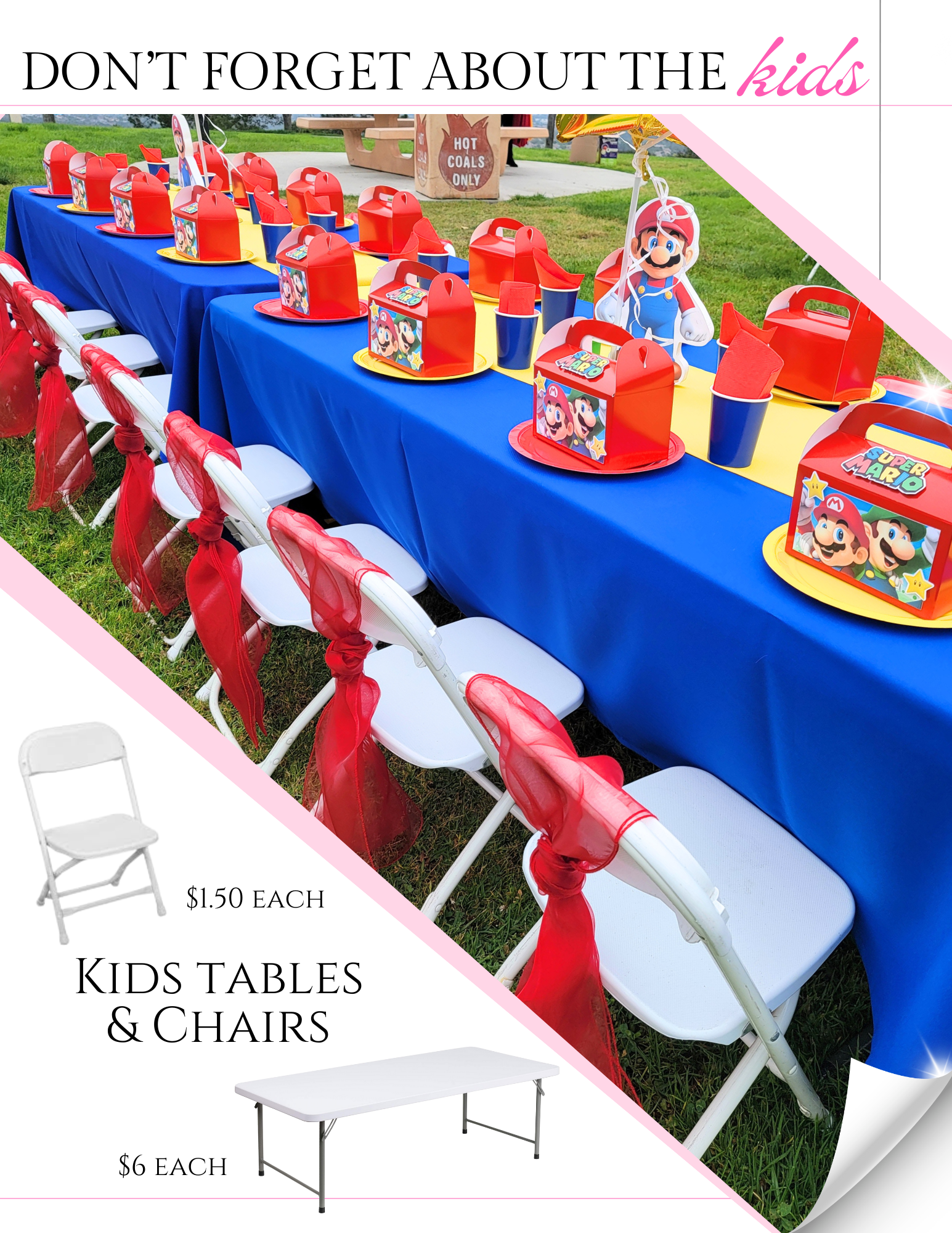 Kids birthday party table and chair rentals | San Diego