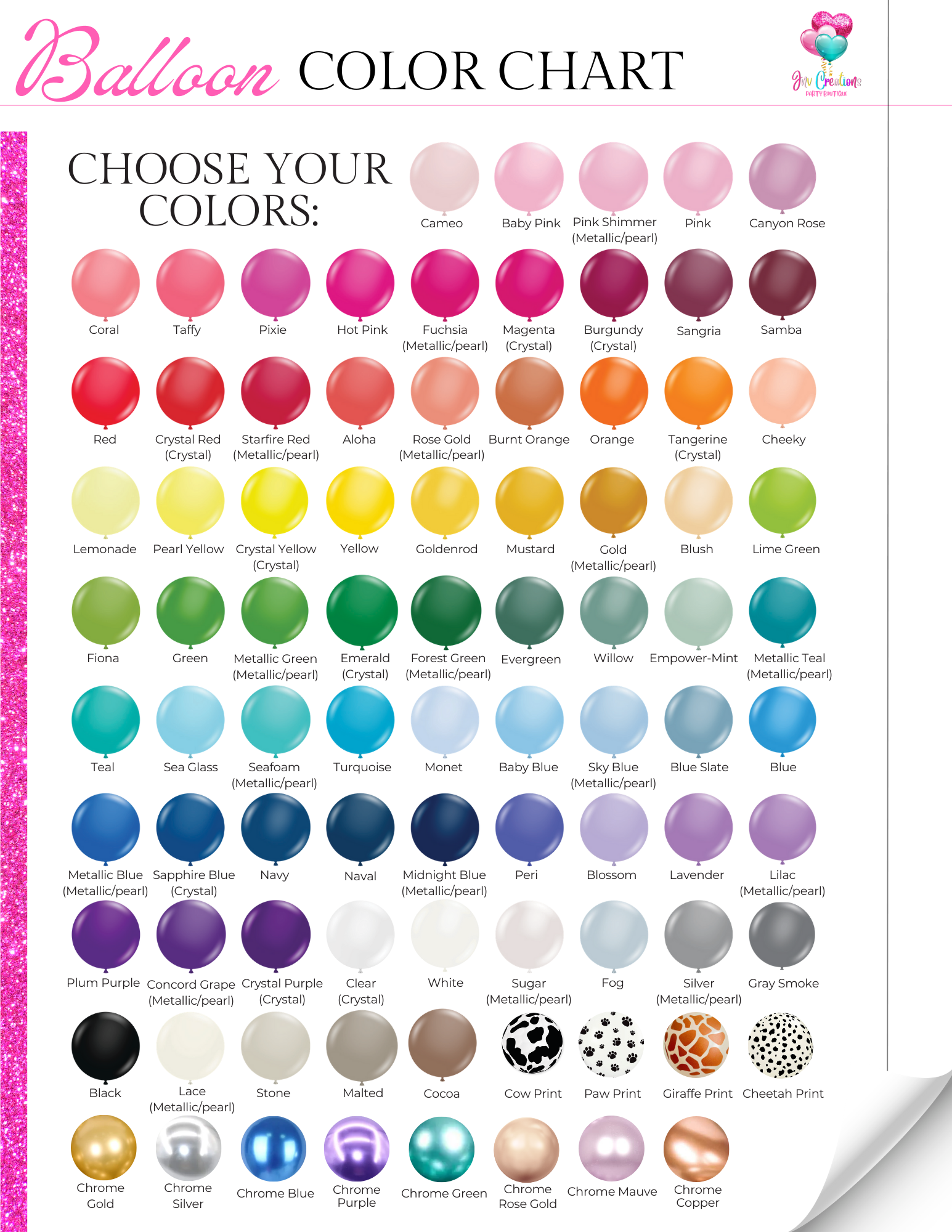 Latex Balloon Color Chart | San Diego