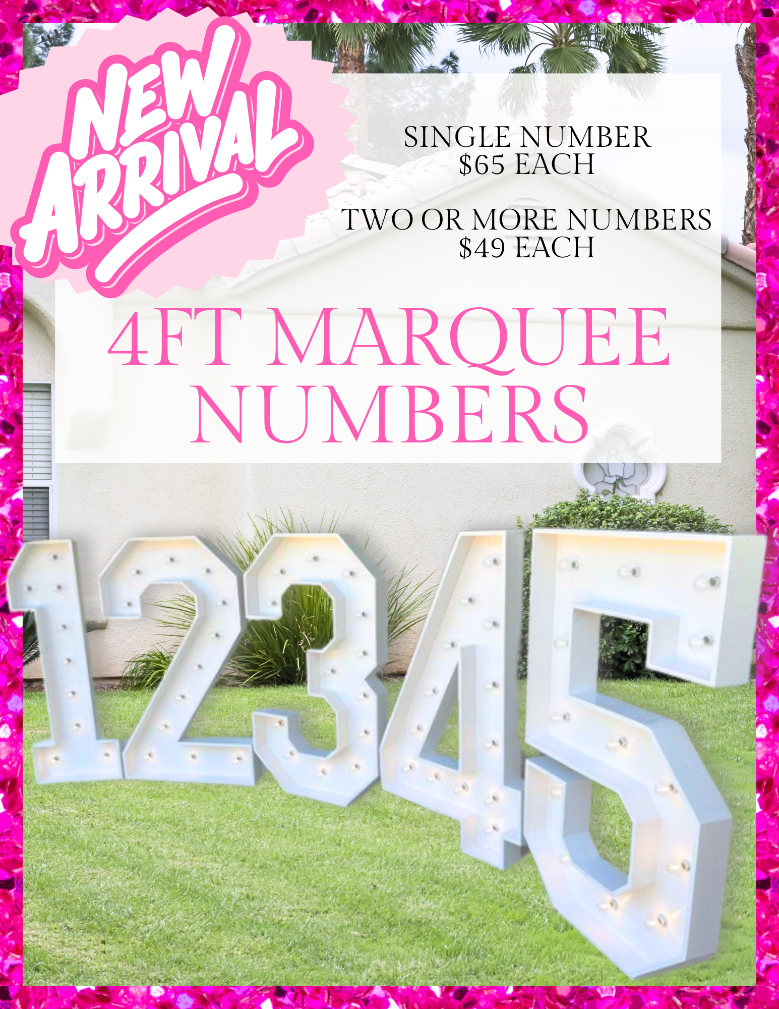 4ft Marquee number rentals | San Diego