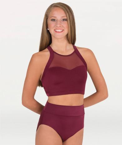 Recycled Poly Double Layer Bra Top with Mesh by Body Wrapper