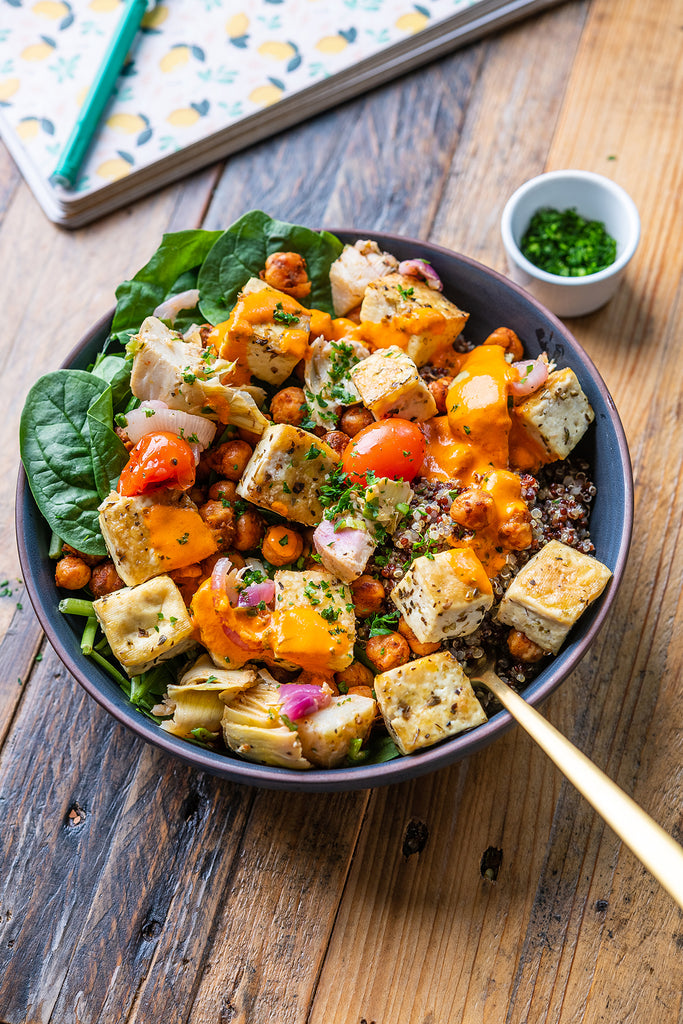 Mighty Meals Vegan Mediterranean Bowl ft SIMPLi Quinoa