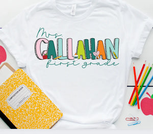 Color Block Teacher Name with Grade or Subject - Ollie & Co.