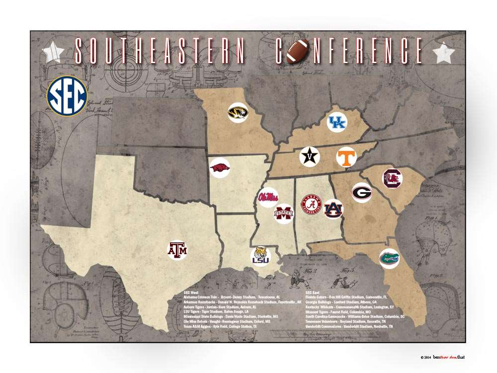 sec conference teams map