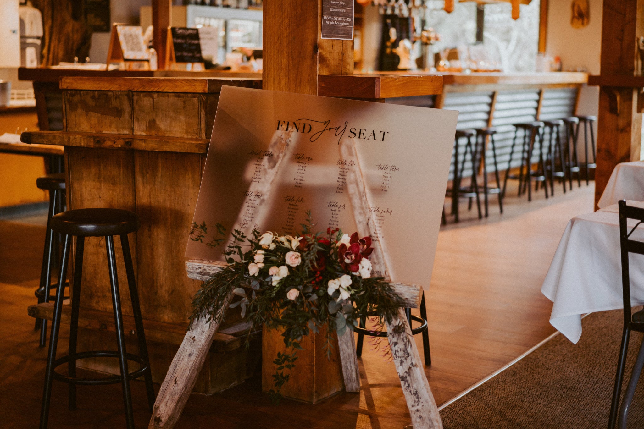 Lily + Josh | Frosted Acrylic Wedding Seating Plan | Custom Signage | The Paper Gazelle Wedding Feature