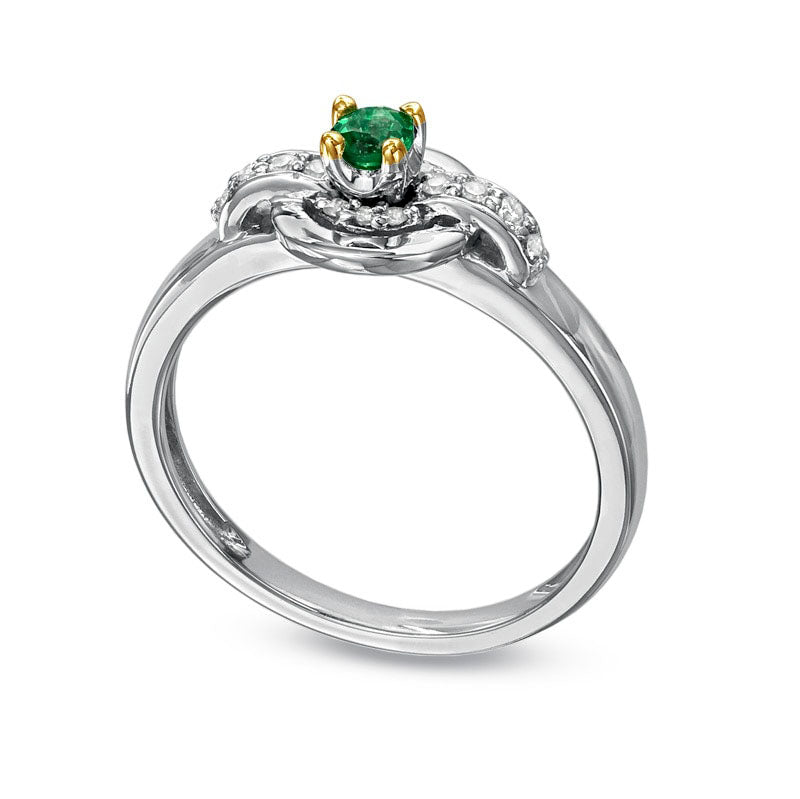 Lab-Created Emerald and Diamond Accent Frame Promise Ring in Solid 10K White Gold