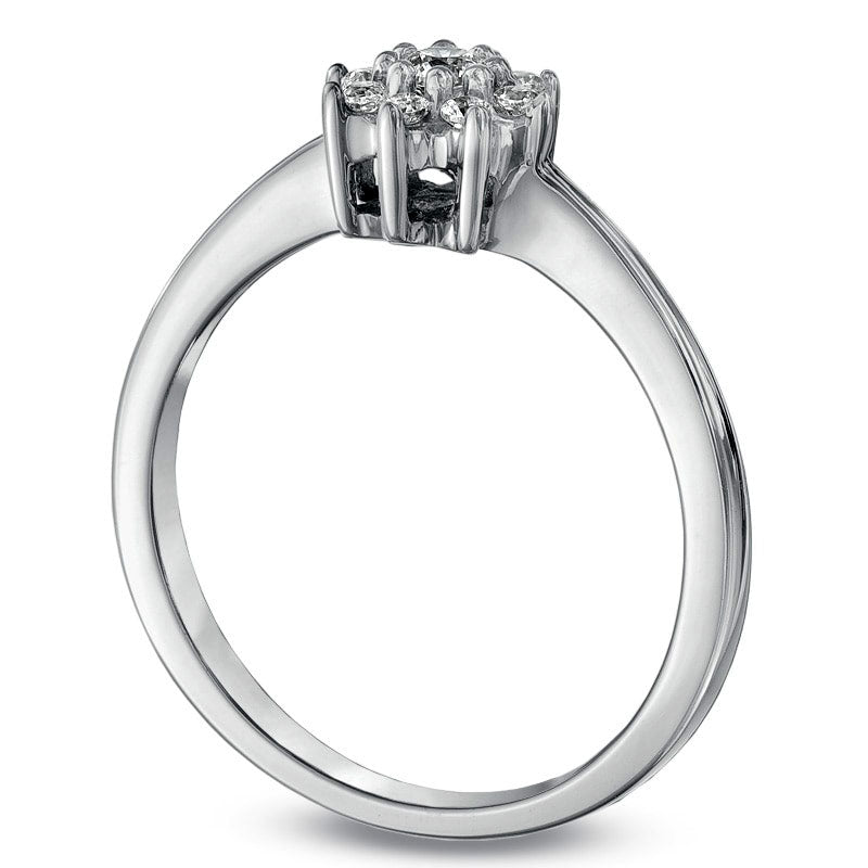 0.20 CT. T.W. Natural Diamond Sunburst Promise Ring in Solid 10K White Gold