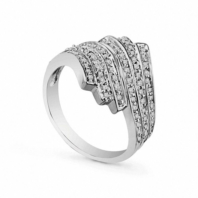 0.50 CT. T.W. Natural Diamond Antique Vintage-Style Eternal Flame Ring in Sterling Silver