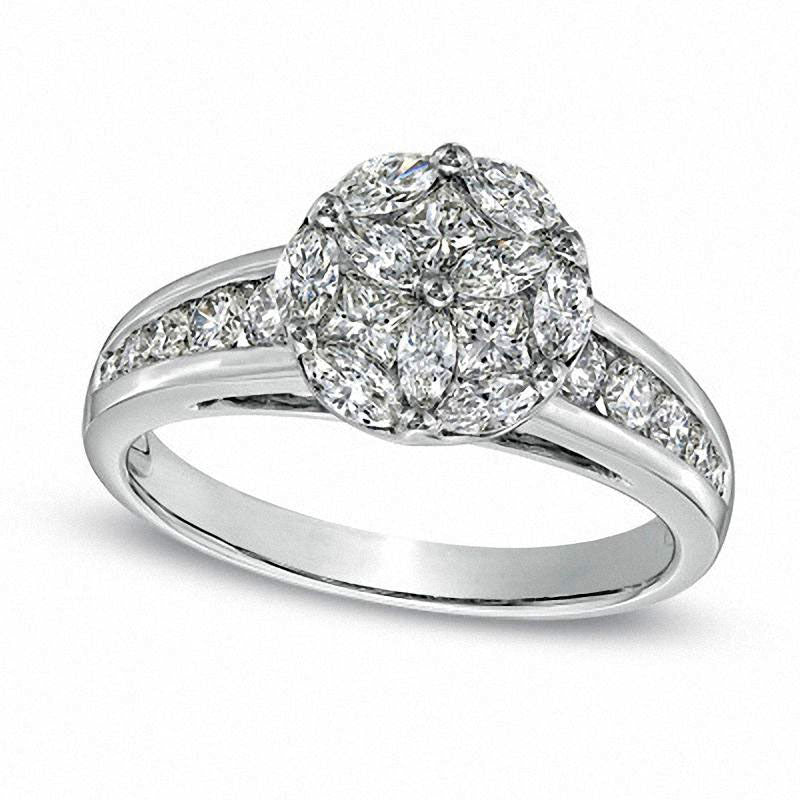 1.0 CT. T.W. Composite Natural Diamond Ring in Solid 14K White Gold