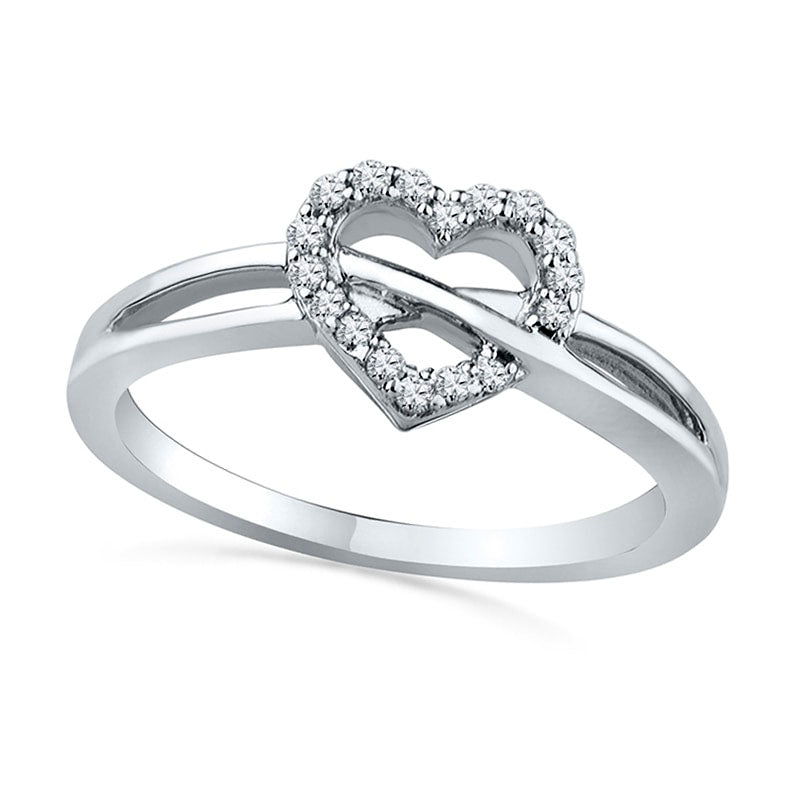 0.10 CT. T.W. Natural Diamond Heart Promise Ring in Sterling Silver