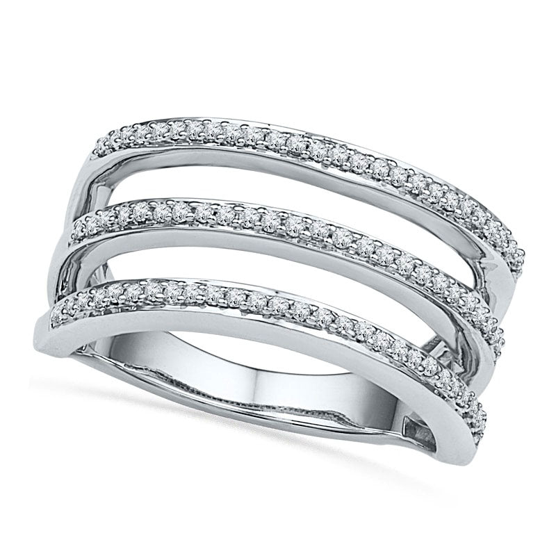 0.25 CT. T.W. Natural Diamond Open Three Tier Band in Sterling Silver