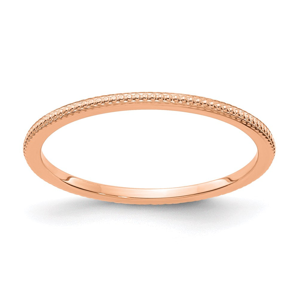 14K Rose Gold 1.2mm Bead Stackable Band