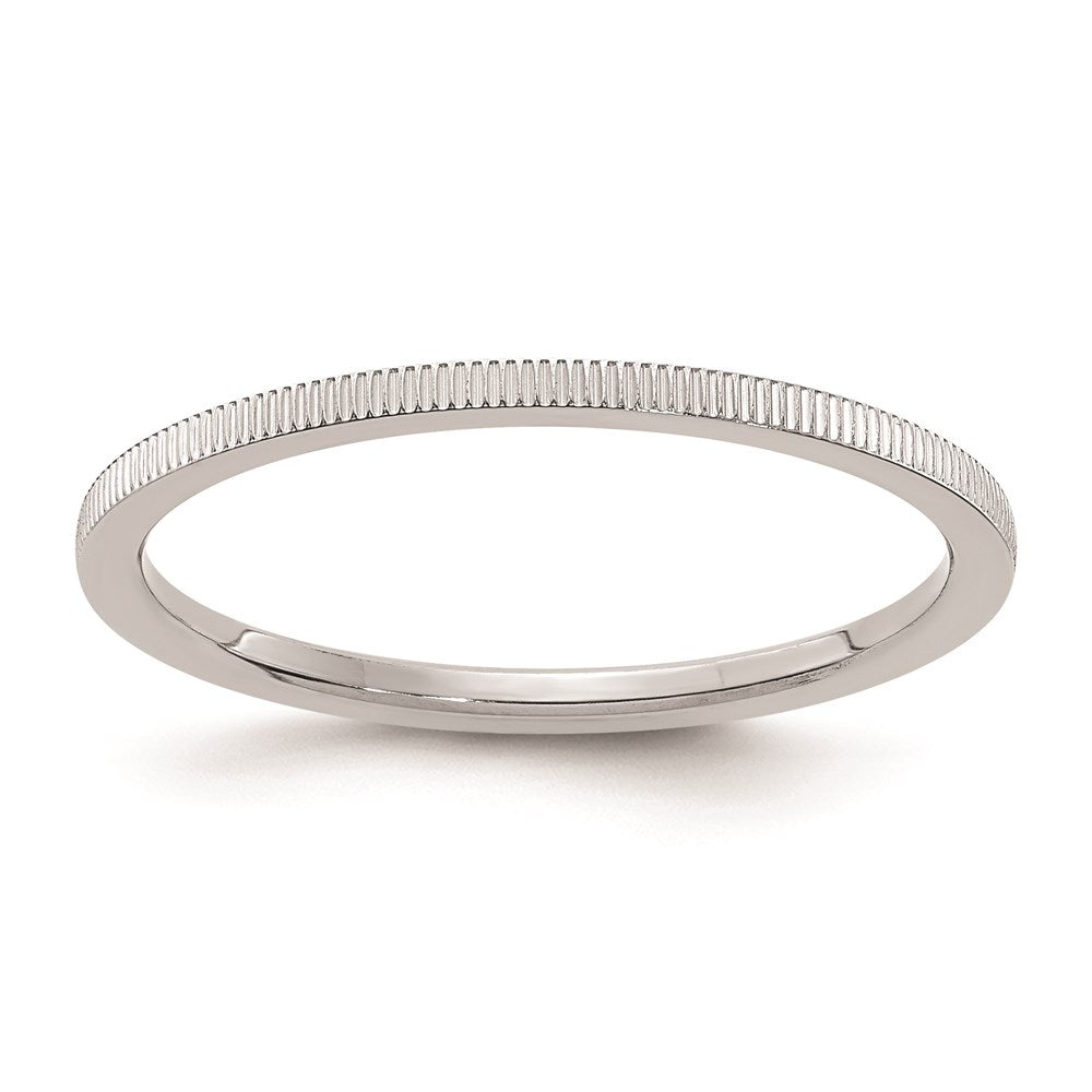 14K White Gold 1.2mm Line Pattern Stackable Band