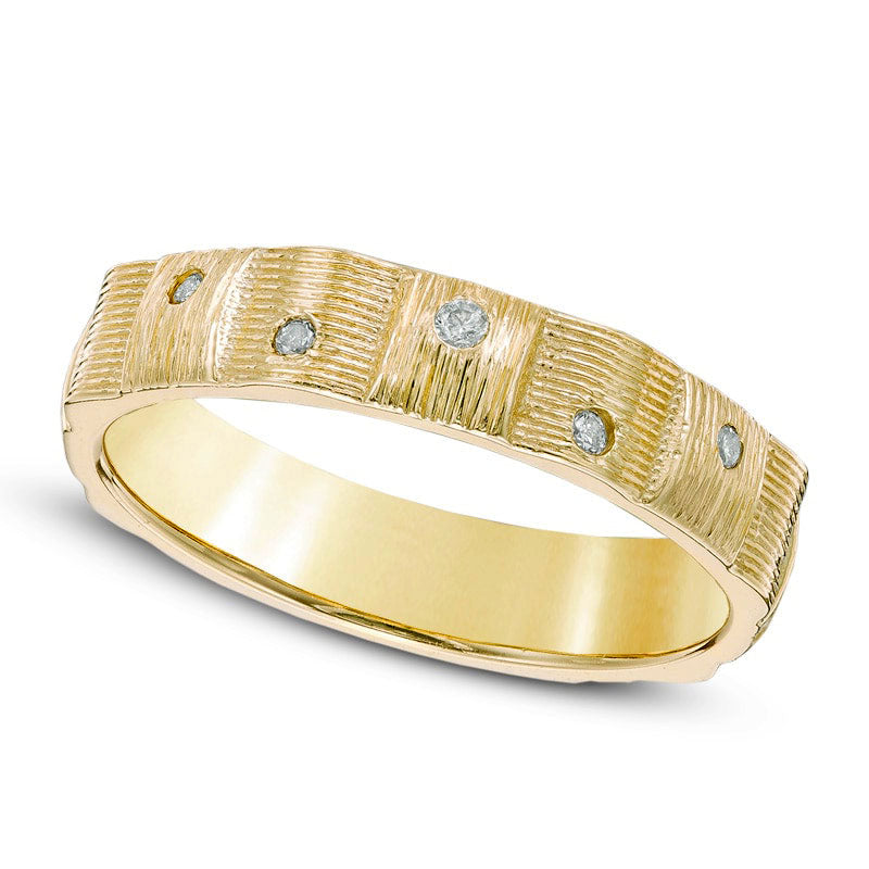 Natural Diamond Accent Weave Band in Solid 10K Yellow Gold