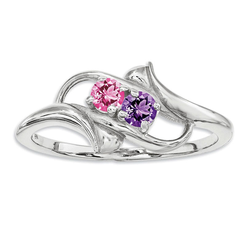 Mother's Simulated Birthstone Ring in Sterling Silver (2 Stones)