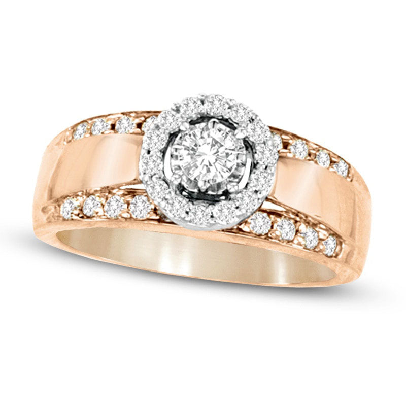 0.63 CT. T.W. Natural Diamond Frame Engagement Ring in Solid 14K Two-Tone Gold