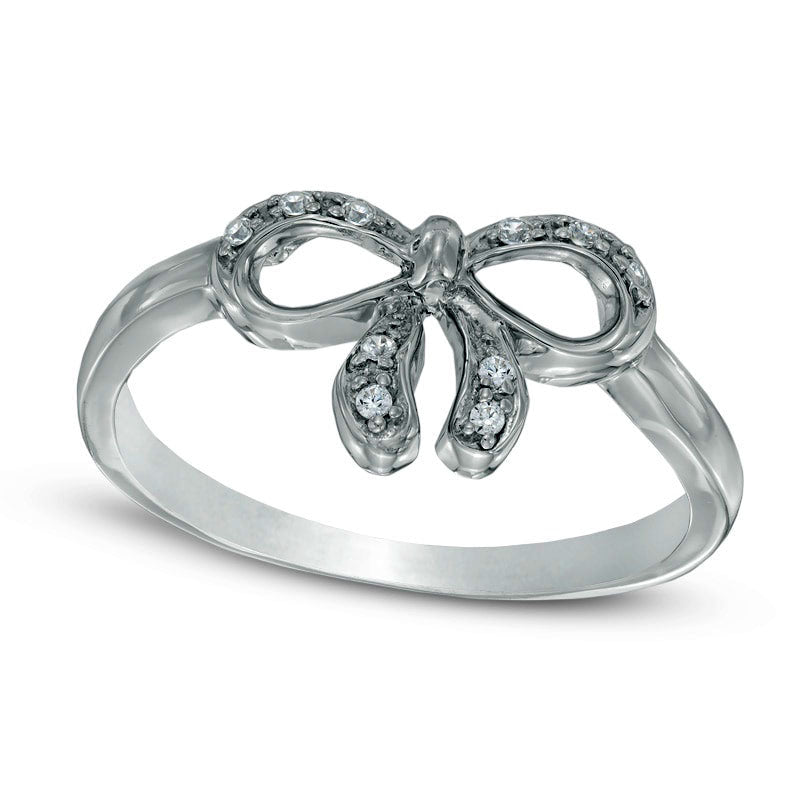 Natural Diamond Accent Bow Ring in Sterling Silver