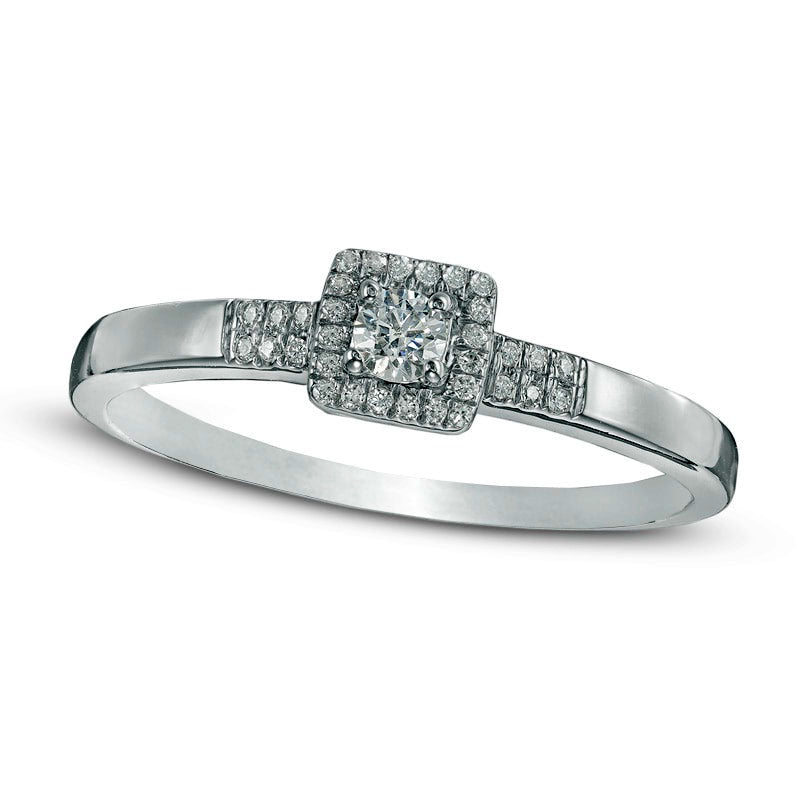 0.10 CT. T.W. Natural Diamond Square Frame Promise Ring in Sterl