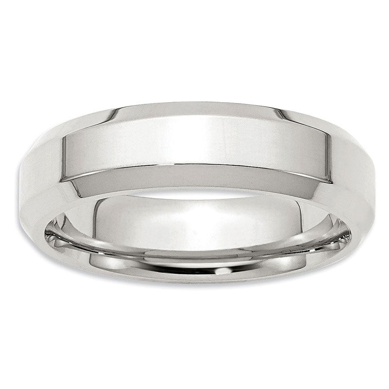 Ladies' 6.0mm Bevel Edge Comfort Fit Wedding Band in Sterling Silver