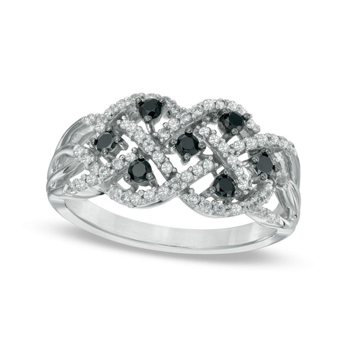 0.50 CT. T.W. Enhanced Black and White Natural Diamond Woven Orbit Ring in Sterling Silver