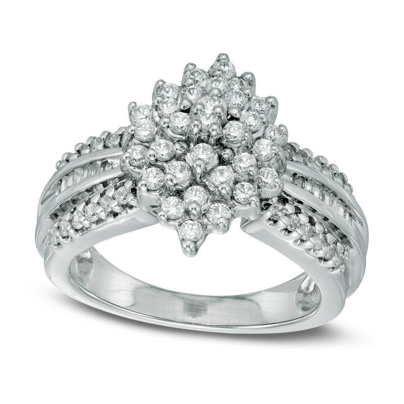 0.50 CT. T.W. Natural Diamond Marquise Cluster Ring in Sterling Silver