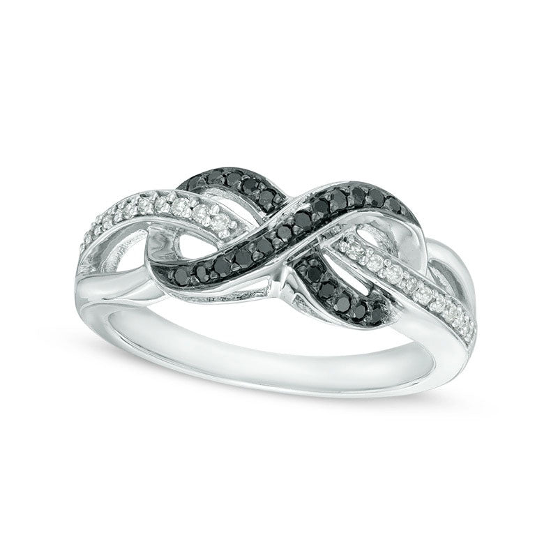 0.20 CT. T.W. Enhanced Black and White Natural Diamond Sideways Infinity Ring in Sterling Silver - S