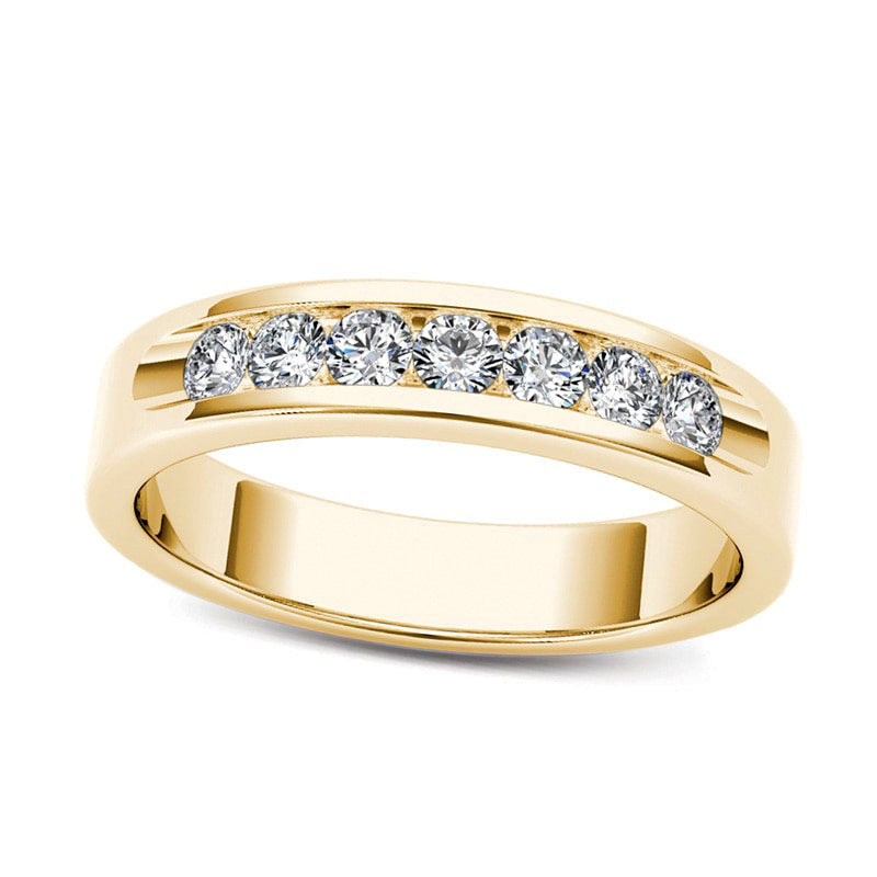 Men's 0.50 CT. T.W. Natural Diamond Seven Stone Wedding Band in Solid 14K Gold