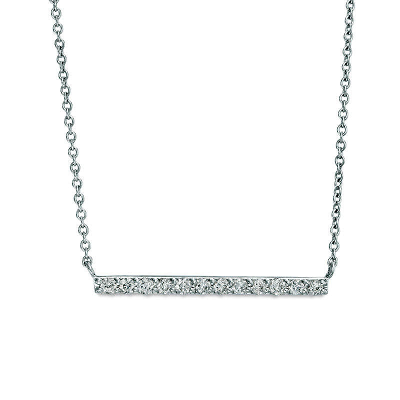 0.25 CT. T.W. Natural Diamond Horizontal Bar Necklace in 10K White Gold - 16.87"