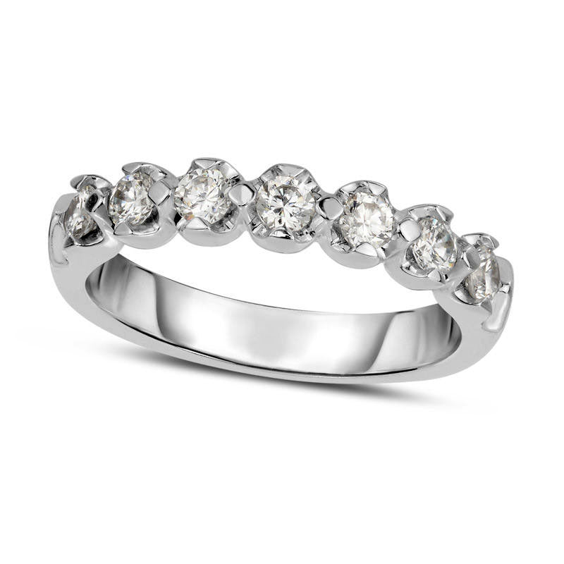 0.50 CT. T.W. Natural Diamond Seven Stone Anniversary Band in Solid 14K White Gold