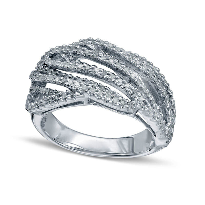 0.50 CT. T.W. Natural Diamond Slant Multi-Row Ring in Sterling Silver