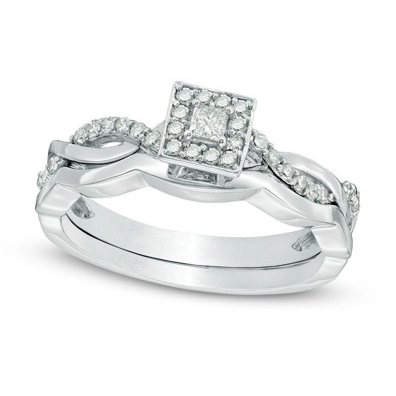 0.25 CT. T.W. Princess-Cut Natural Diamond Frame Twist Bridal En