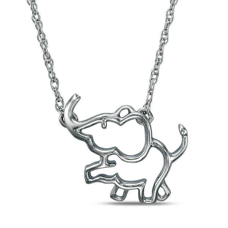 Elephant Necklace in 10K White Gold