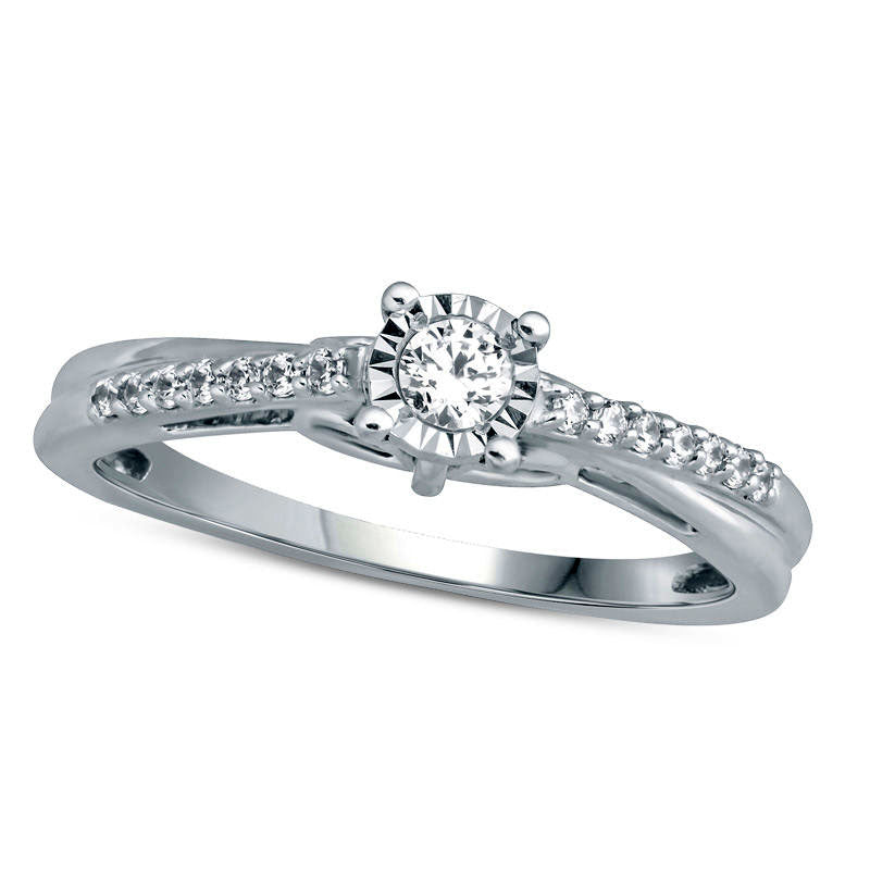 0.20 CT. T.W. Natural Diamond Twist Shank Promise Ring in Sterling Silver