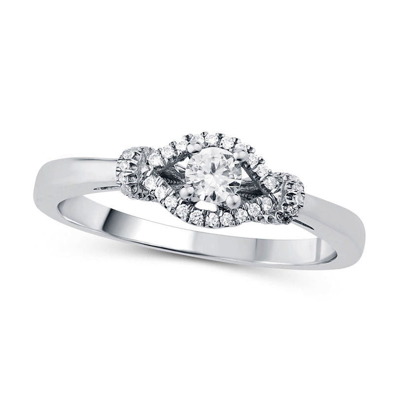 0.25 CT. T.W. Natural Diamond Marquise Frame Promise Ring in Solid 10K White Gold